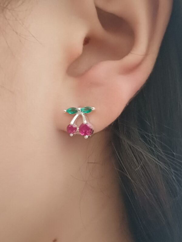 Aros Cereza plata 925 - Imagen 2