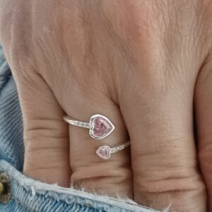 Anillo Corazon Rosa abierto