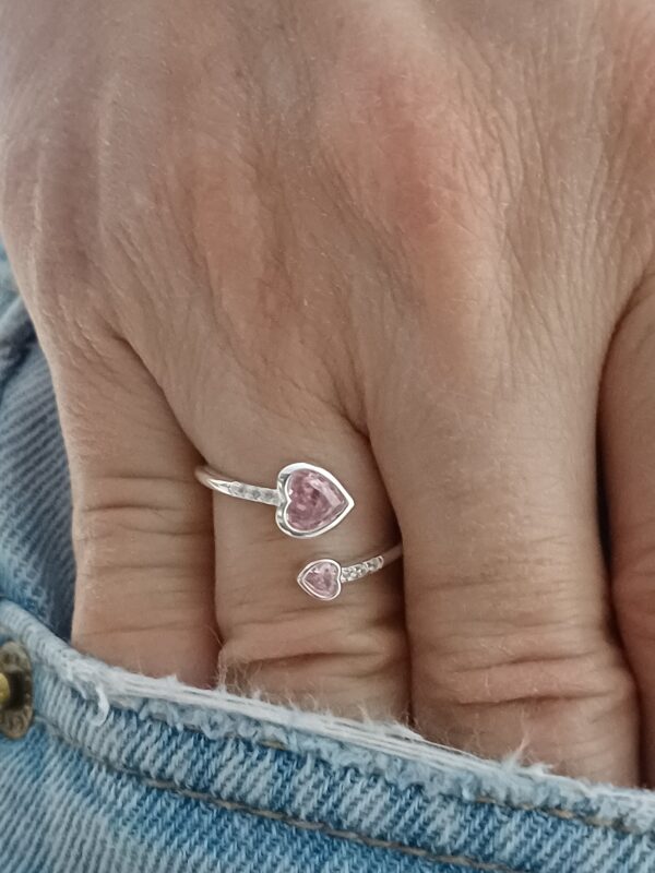 Anillo Corazon Rosa abierto