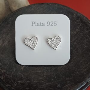 Aros Corazon chato con cubic