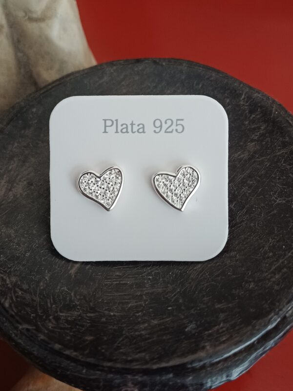 Aros Corazon chato con cubic